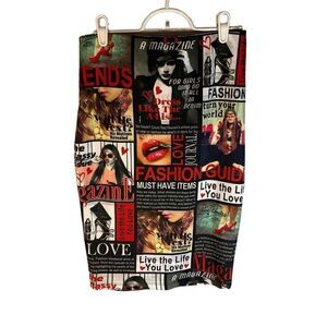 Love J USA Magazine Graphic Pencil Skirt, Medium